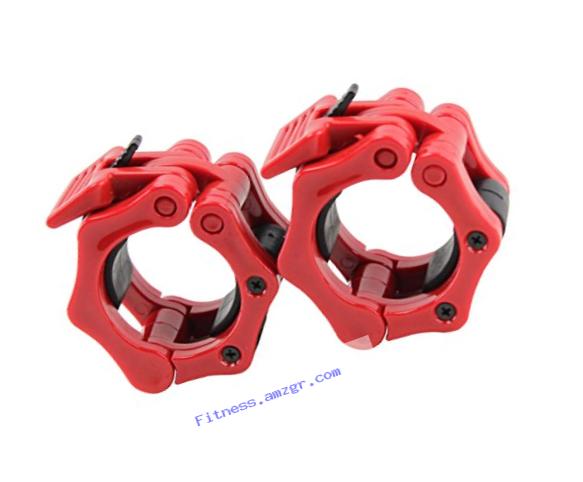 XPRT FITNESS Pair of 2' Olympic Barbell Collars, quick release ABS Locking, great for Crossfit Training, Olympic wegiht lifting, Red
