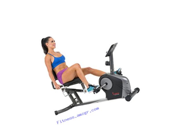 Sunny Health & Fitness Magnetic Recumbent Bike Exercise Bike, 350lbs High Weight Capacity, Monitor, Pulse Rate Monitoring - SF-RB4602